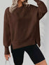 Slit Round Neck Dropped Shoulder Sweatshirt - DAVERRI FASHIONS