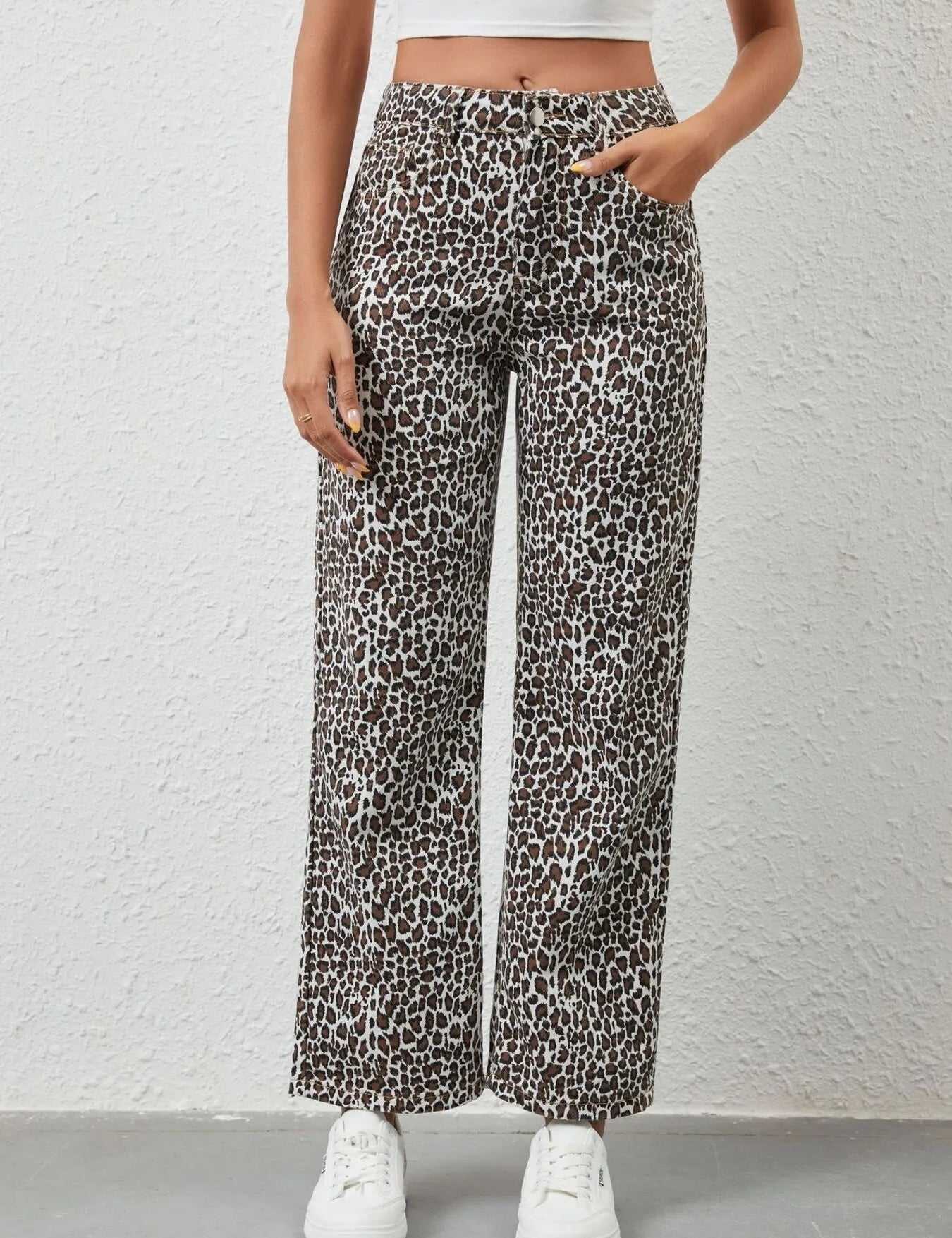 Leopard Print Leopard Print Wide Leg Jeans | Jeans Daverri Fashions
