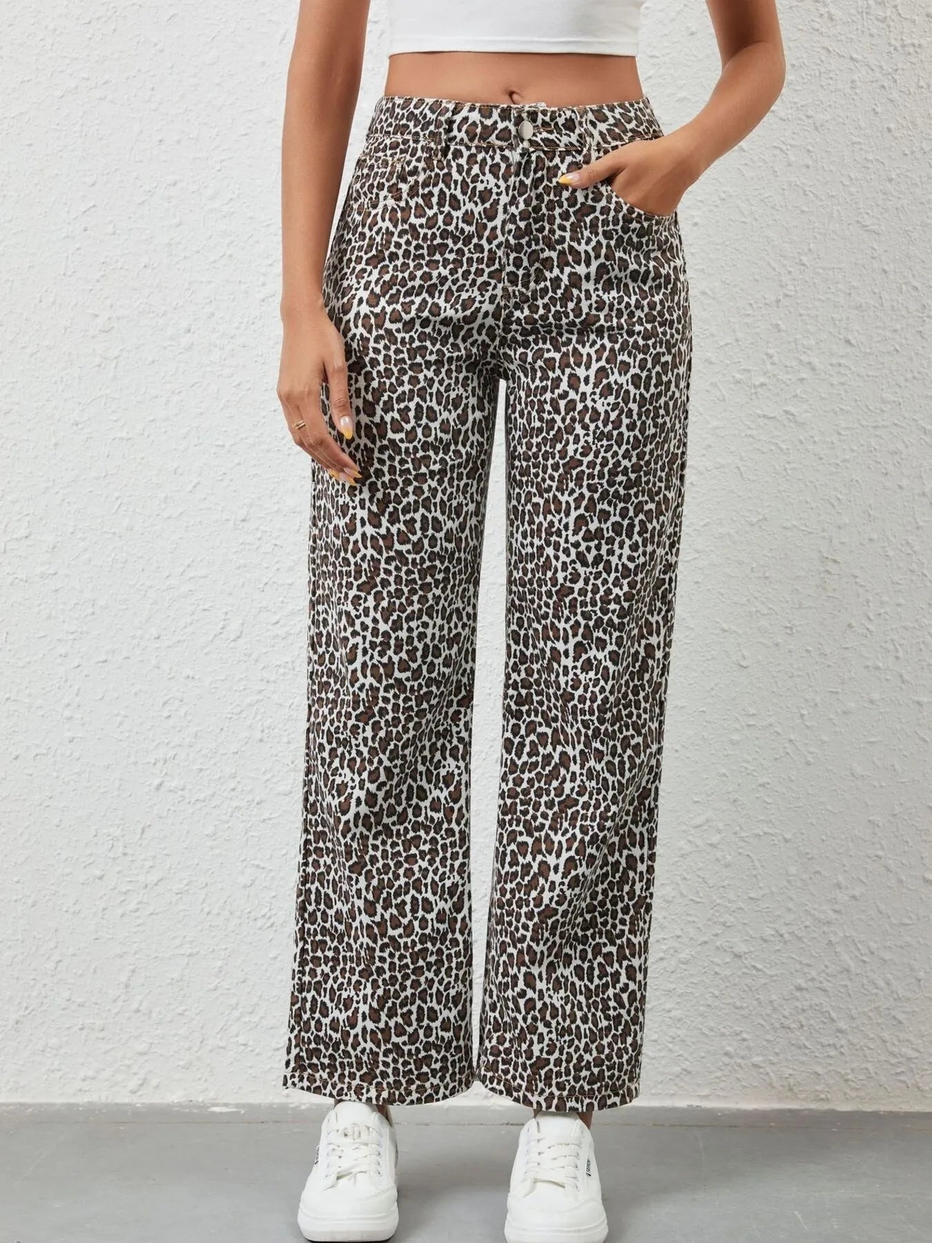 Leopard Print Leopard Print Wide Leg Jeans | Jeans Daverri Fashions