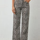 Leopard Print Wide Leg Jeans - DAVERRI FASHIONS