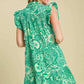 Umgee Full Size Printed Ruffle Cap Sleeve Babydoll Dress Plus Size Babydoll Dresses