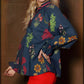 Umgee Floral Print Flounce Sleeve Blouse - DAVERRI FASHIONS