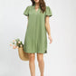 Sage Umgee flutter sleeve v-neck shift dress in sage green texture