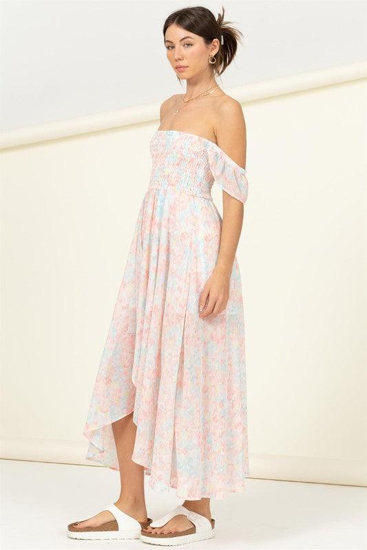 Pastel Florals Smocked Midi Dress Midi Dresses