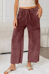 Daverri Fashions mauve velvet cargo pants with elastic waistband