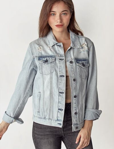 RISEN Distressed Button Up Jacket Light S