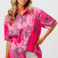 BiBi Leopard Print Short Sleeve Silky Satin Shirt Top Shirts