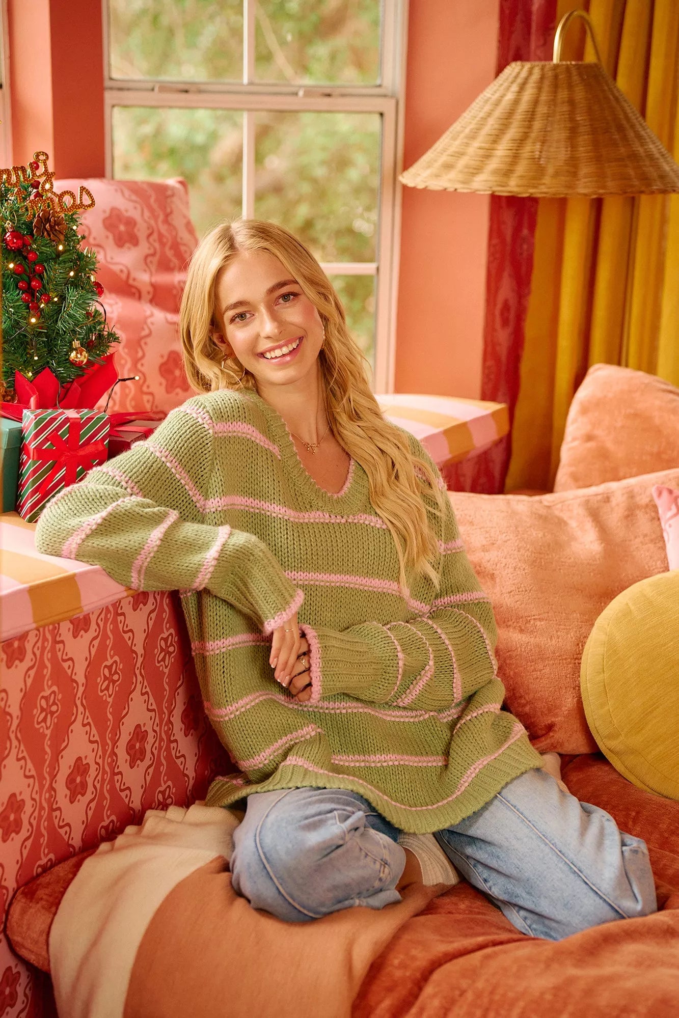 BiBi Striped Long Sleeve Sweater | Sweaters Daverri Fashions