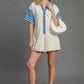 Umgee French Terry Collared Colorblock Romper Rompers