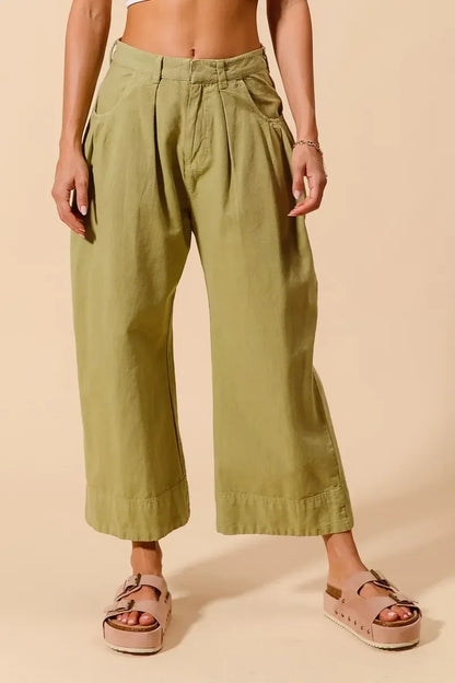 SO ME Mid Rise Wide Leg Chino Pants With Pockets - DAVERRI FASHIONS