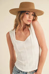 Aemi + Co Exposed Seam Ribbed Wide Strap Tank - DAVERRI FASHIONS