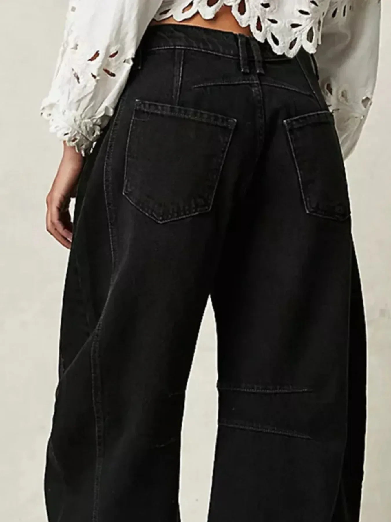 Wide Leg Relaxed Fit Barrel Jeans - DAVERRI FASHIONS