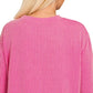Zenana Full Size Raised Rib Round Neck Long Sleeve Top Plus Size - DAVERRI FASHIONS