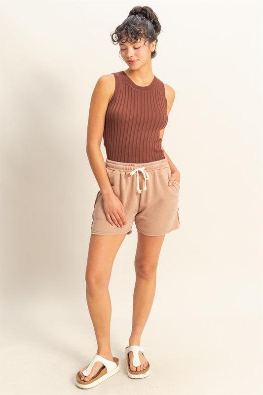 HYFVE Stretchy Ribbed Round Neck Sweater Tank | Sweaters Daverri Fashions