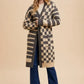 Annie Wear black and white checkered open front long sleeve cardigan with pockets