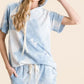 BiBi Tie Dye French Terry Hoodie Top and Bottom Set BLUE TIE DYE Short Sets