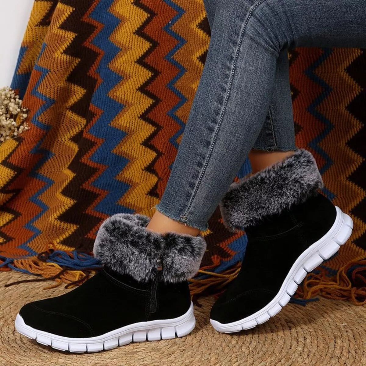 Side Zip Faux Fur Boots | Boots Daverri Fashions