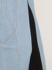 Contrast Adjustable Strap Denim Dress | Daverri Fashions
