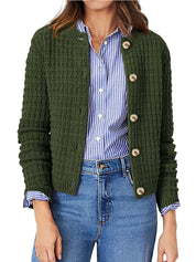 Army Green Textured Knit Button-Front Cardigan | Cardigans Daverri Fashions