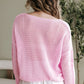 Dulce Big Flower Hollowed Knit Drop Shoulder Sweater Sweaters