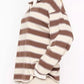 Striped Button Detail Long Sleeve Polo - DAVERRI FASHIONS
