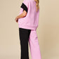 Double Take Full Size Texture Contrast T-Shirt and Wide Leg Pants Set Outfit Sets