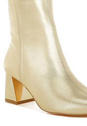 Kaira Metallic Accent Heel High Ankle Boots | Boots Daverri Fashions