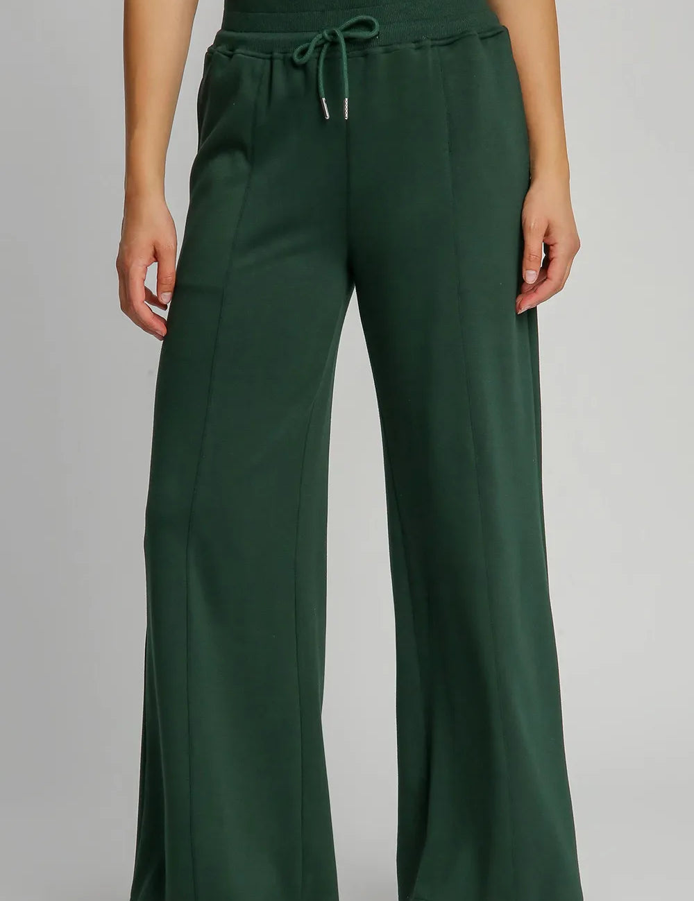 Evergreen Umgee Full Size Drawstring Wide Leg Pants with Pockets | Daverri Fashions