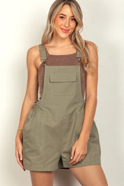 VERY J Adjustable Suspender Overalls with Pockets