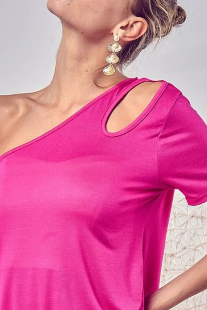 BiBi Cut Out Detailed One Shoulder Top Tops