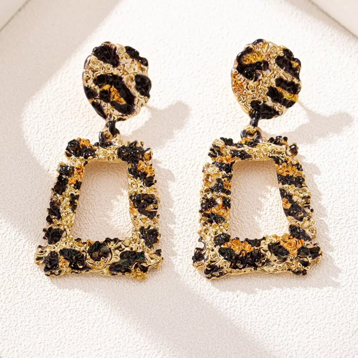 18K Gold-Plated Leopard Dangle Earrings - DAVERRI FASHIONS