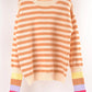 Angel Wings Warm Spice Striped Round Neck Sweater - DAVERRI FASHIONS