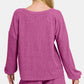 Zenana V-Neck Long Sleeve Ribbed Top and Shorts Set Short Sets
