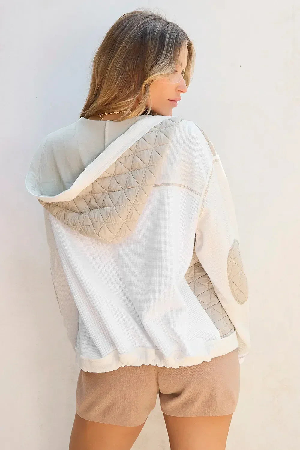 Drawstring Color Block Long Sleeve Jacket - DAVERRI FASHIONS