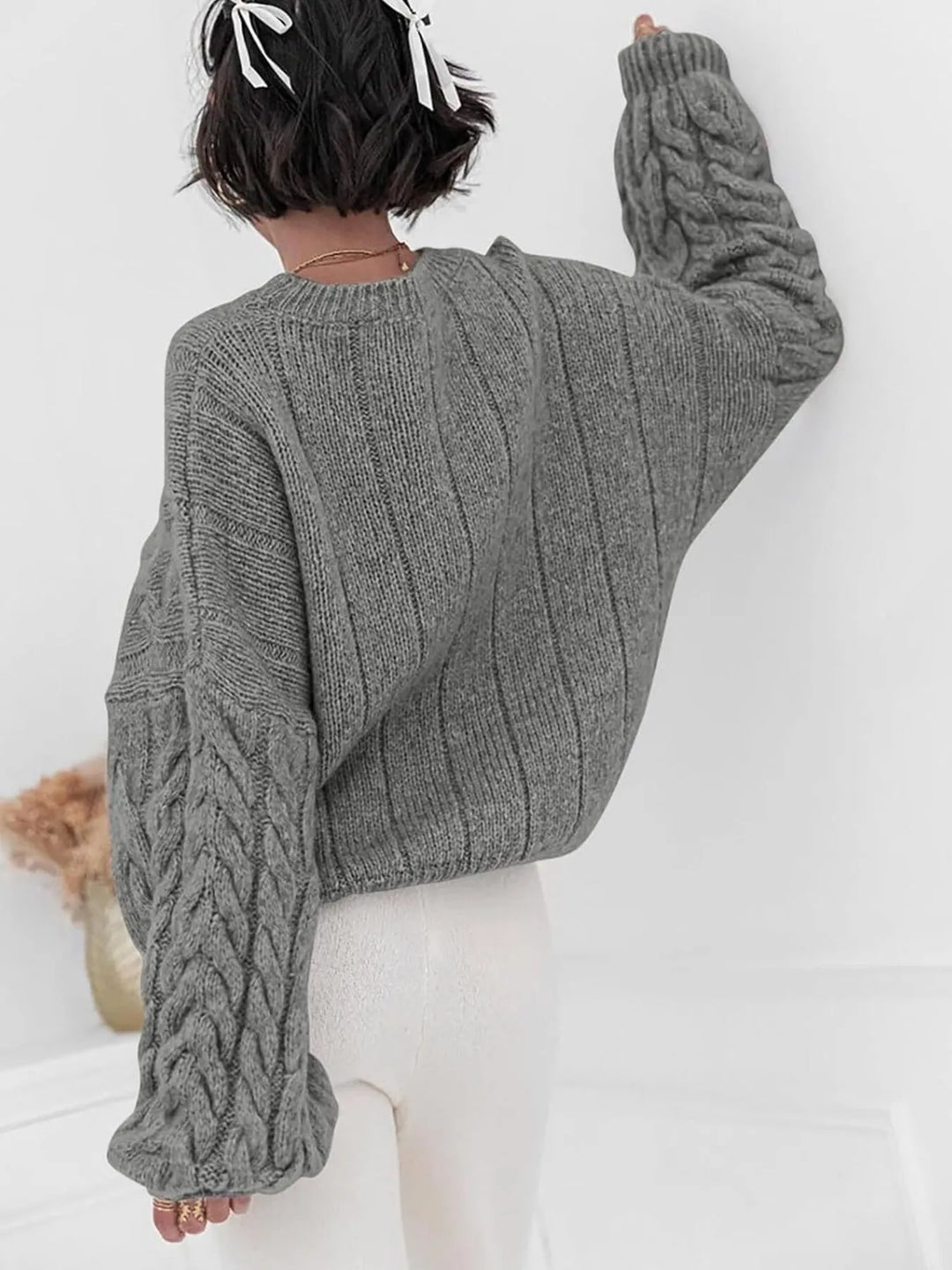 Cable Knit Long Sleeve Sweater | Sweaters Daverri Fashions
