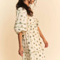 Davi & Dani cactus printed poplin mini dress with puffed sleeves