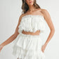 MABLE Ruffle Layered Crop Top and Mini Skirt Set Outfit Sets