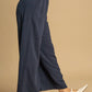 Navy blue Umgee high-waisted wide-leg linen pants with dots and elastic waist