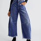 Raw Hem Wide Leg Jeans with Pockets - DAVERRI FASHIONS