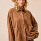 BiBi Corduroy Relaxed Fit Shacket with Back Pleat - DAVERRI FASHIONS