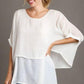 Umgee Cuffed Half Sleeve Layered Blouse White S Blouses