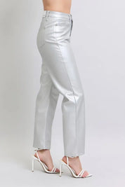 Judy Blue Full Size High Waist Silver Faux Leather Pants Plus Size | Pants Daverri Fashions