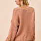 BiBi Chunky Knit Sweater with Flower Detail Sleeves - DAVERRI FASHIONS