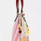 Nicole Lee Dreams Blossom dome handbag with pink stripes, floral pattern, rhinestones and tassels