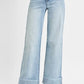 RISEN Full Size Tummy Control High Rise Ankle Wide Cuffed Jeans Plus Size