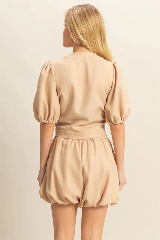 HYFVE Front Tie Top and Bubble Hem Shorts