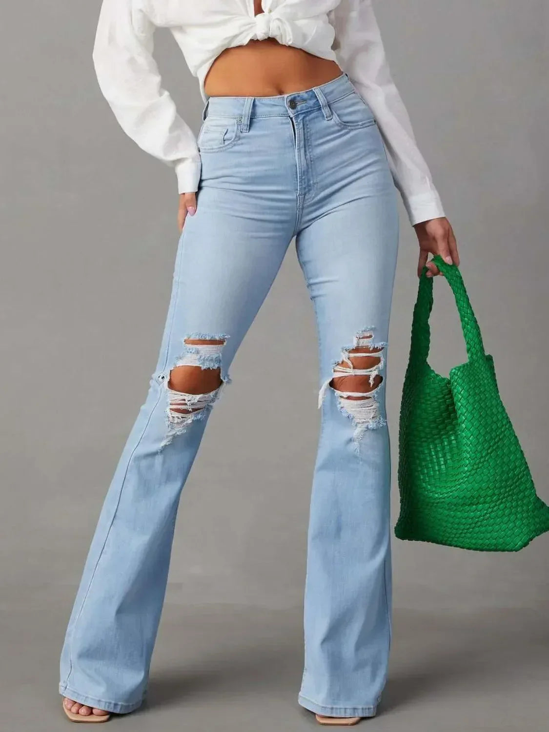 Distressed Jeans with Pockets - DAVERRI FASHIONS
