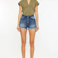 Kancan High Rise Frayed Hem Denim Shorts Denim Shorts