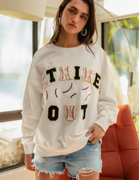 BiBi Baseballs Strikeout Patches French Terry Sweatshirt | Sweatshirts Daverri Fashions