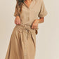 MABLE Short Sleeve Top and Button Down Midi Skirt Set Skirt Sets